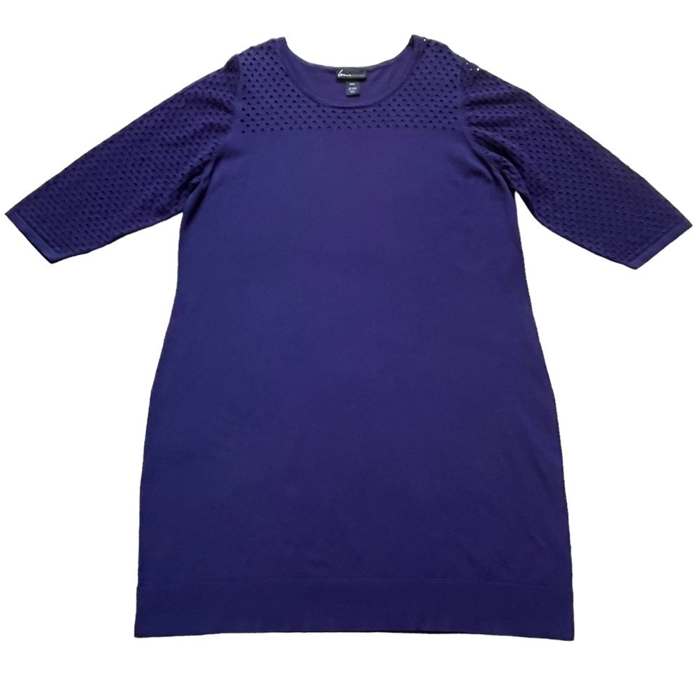 Lane Bryant Women’s Navy Knit Dress Plus Size 22/24 Stretchy  Open Knit Sleeves